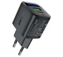 МЗП ACEFAST A114 PD25W GaN charger (USB-A+USB-C) with digital display Black mag-6974316284437153750