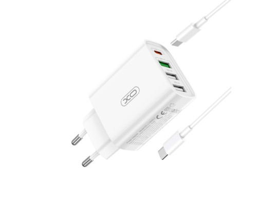 МЗП XO L120 (EU) multi port fast charging charger (USB-C 20W/USB-A 18W) with TYPE-C cable Білий mag-692068084665860129
