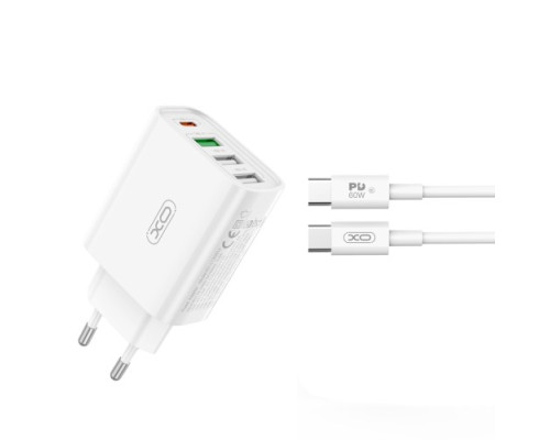 МЗП XO L120 (EU) multi port fast charging charger (USB-C 20W/USB-A 18W) with TYPE-C cable Білий mag-692068084665860129