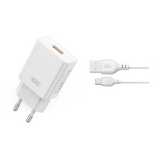 МЗП XO L127 USB-A QC18W Fast Charging Charger with Type-C cable Білий mag-692068084693157244
