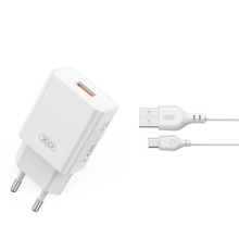 МЗП XO L127 USB-A QC18W Fast Charging Charger with Type-C cable Білий mag-692068084693157244