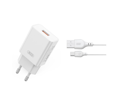 МЗП XO L127 USB-A QC18W Fast Charging Charger with Type-C cable Білий mag-692068084693157244