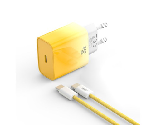 МЗП XO CE18 (EU) PD30W USB-C fast charging charger with Type-C cable Жовтий mag-692068085177560147
