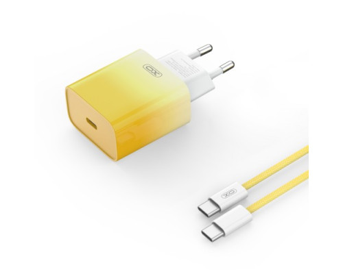 МЗП XO CE18 (EU) PD30W USB-C fast charging charger with Type-C cable Жовтий mag-692068085177560147