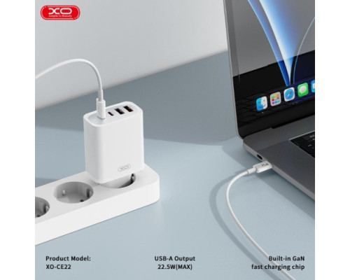 МЗП XO CE22 (EU) 45W GaN Nitride (2USB-C+2USB-A) Fast Charging Charger Білий mag-6920680853922140378