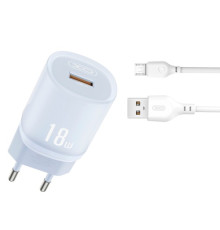 МЗП XO L157(EU) QC3.0 18W Charging Charger with Micro cable (NB103) синій mag-6920680859375136216