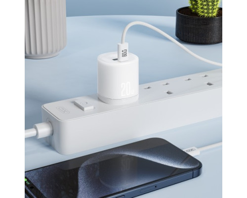 МЗП XO L144(EU) PD20W 1USB-A+1USB-C Fast Charger Білий mag-692068085942960194