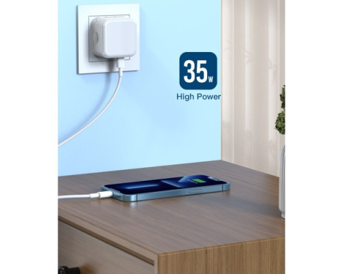 МЗП XO L102 (EU) 35W dual Type-c port fast charger with lightning cable (NB113) Білий mag-692068083069519830