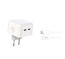МЗП XO L102 (EU) 35W dual Type-c port fast charger with lightning cable (NB113) Білий mag-692068083069519830