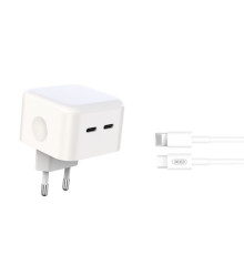 МЗП XO L102 (EU) 35W dual Type-c port fast charger with lightning cable (NB113) Білий mag-692068083069519830