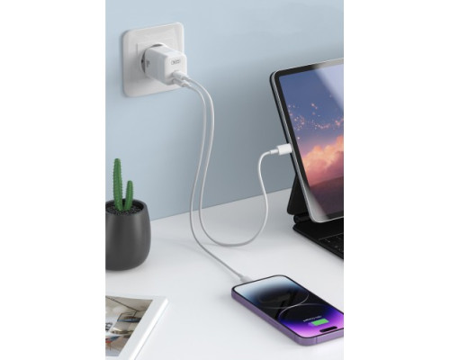 МЗП XO CE07(EU) Dual PD 35W GaN lamp display fast Charger Білий mag-692068083298919252