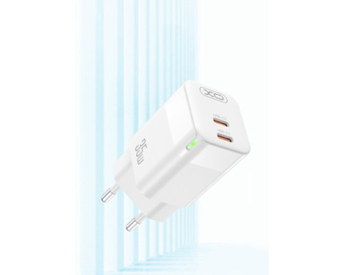 МЗП XO CE07(EU) Dual PD 35W GaN lamp display fast Charger Білий mag-692068083298919252