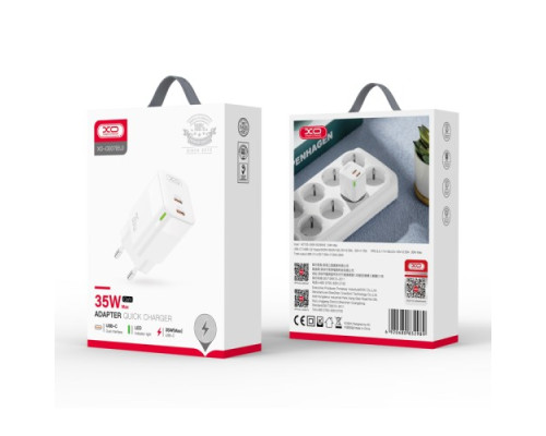 МЗП XO CE07(EU) Dual PD 35W GaN lamp display fast Charger Білий mag-692068083298919252