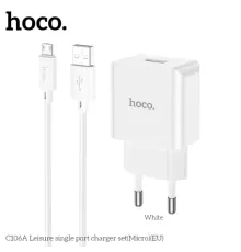 МЗП HOCO C106A Leisure 1USB/2,1A/Micro cable White mag-6931474783905152014