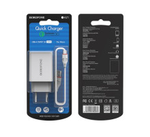 МЗП BOROFONE BA21A Long QC3.0 1USB/3A/18W + Cable Micro білий mag-6931474702470137585