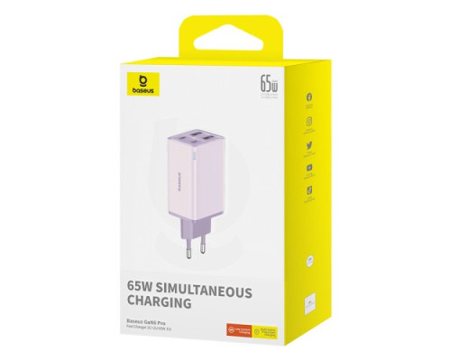 МЗП Baseus GaN6 Pro Fast 2C+2U 65W Cable Type-C to Type-C 1m Purple P10162701533-00 mag-6932172644468135310