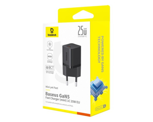 МЗП Baseus GaN5 Fast Charger (mini) 1C 25W EU Black P10110909113-00 mag-6932172658175107237