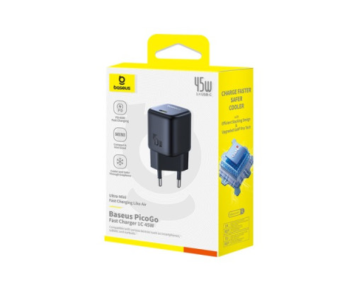МЗП Baseus PicoGo GaN Fast Charger 1C 45W Black P10176800123-00 mag-6932172678364135475