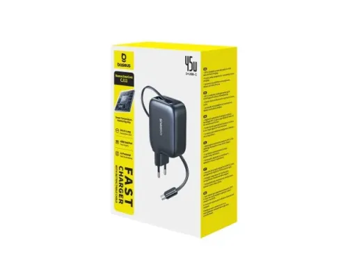 МЗП Baseus EnerCore CJ11 Fast Charger with Retractable Cable 2C 45W EU Black E0120G00 mag-6932172695484147495