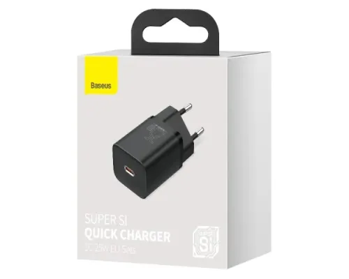 МЗП Baseus Super Si Quick Charger 1C 25W EU Black CCSP020101 mag-6932172603724144951