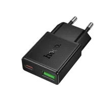 МЗП HOCO N73 Speed PD20W+QC3.0 ultra-thin charger(EU) black mag-6942007661157145309