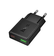 МЗП HOCO N73 Speed PD20W+QC3.0 ultra-thin charger(EU) black mag-6942007661157145309
