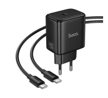 МЗП Hoco N83 Profit PD40W (1USB-C) + кабель Type-C to Type-C Black mag-6942007677356153374