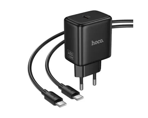 МЗП Hoco N83 Profit PD40W (1USB-C) + кабель Type-C to Type-C Black mag-6942007677356153374