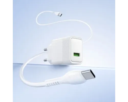 МЗП HOCO CS111A Lounge single-port 22.5W multi-protocol charger set Type-C EU White mag-6942007680370153880