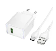 МЗП HOCO CS111A Lounge single-port 22.5W multi-protocol charger set Type-C EU White mag-6942007680370153880