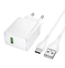 МЗП HOCO CS111A Lounge single-port 22.5W multi-protocol charger set Type-C EU White mag-6942007680370153880