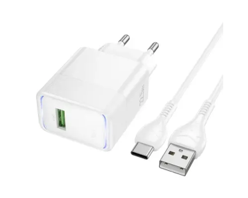 МЗП HOCO CS111A Lounge single-port 22.5W multi-protocol charger set Type-C EU White mag-6942007680370153880