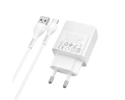 МЗП HOCO CS111A Lounge single-port 22.5W multi-protocol charger set Type-C EU White mag-6942007680370153880