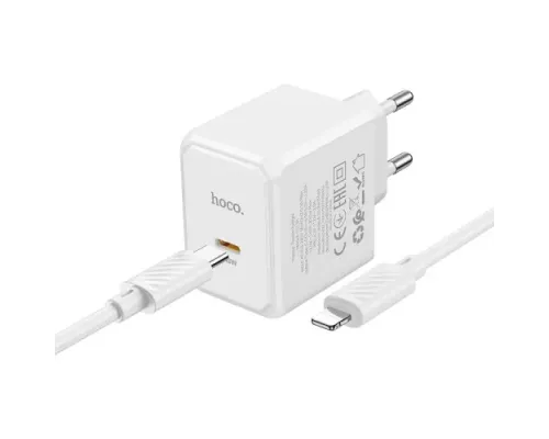 МЗП HOCO CS13A Ocean single port PD20W charger set(C to iP) White mag-6942007603836144009