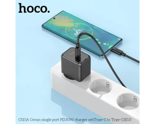 МЗП HOCO CS15A Ocean single port PD30W charger set(Type-C to Type-C) Black mag-6942007603973146202