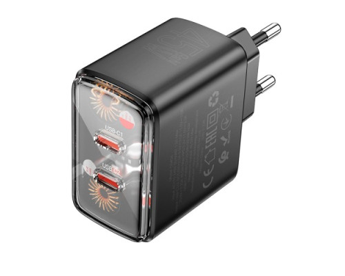 МЗП HOCO CS43A Smart PD45W(2C) charger Black mag-6942007620826138646