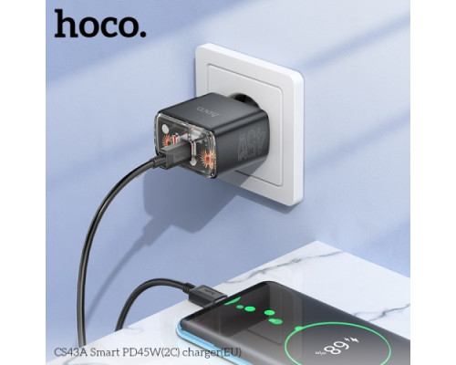 МЗП HOCO CS43A Smart PD45W(2C) charger Black mag-6942007620826138646
