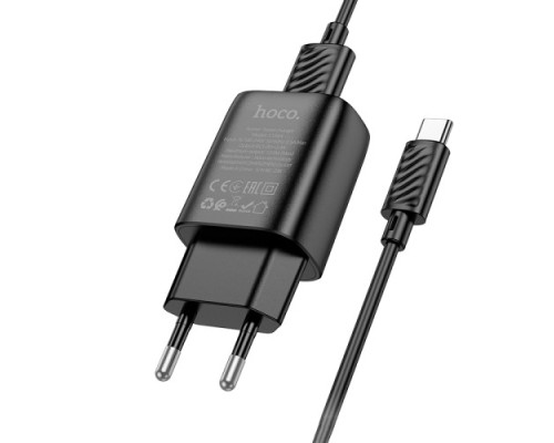 МЗП HOCO C134A Solid single-port charger set 2,4A (Type-C) Black mag-6942007621359138125