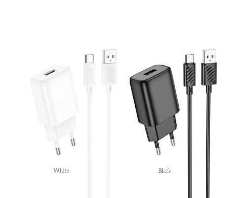 МЗП HOCO C134A Solid single-port charger set 2,4A (Type-C) Black mag-6942007621359138125