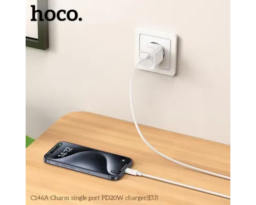 МЗП HOCO C146A Charm single port PD20W charger White mag-6942007630245152406