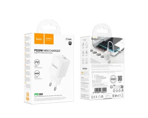 МЗП HOCO C146A Charm single port PD20W charger White mag-6942007630245152406
