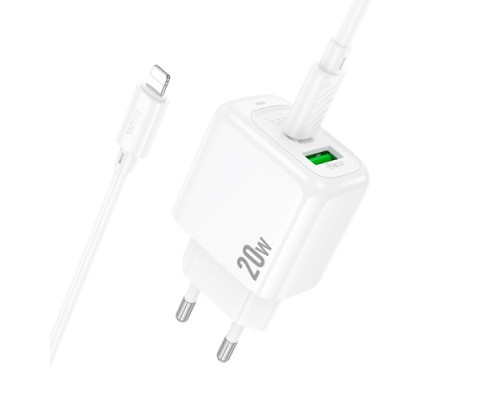 МЗП HOCO CS54A Surplus PD20W+QC3.0 charger set(C to iP) White mag-6942007631525137273