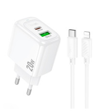 МЗП HOCO CS54A Surplus PD20W+QC3.0 charger set(C to iP) White mag-6942007631525137273