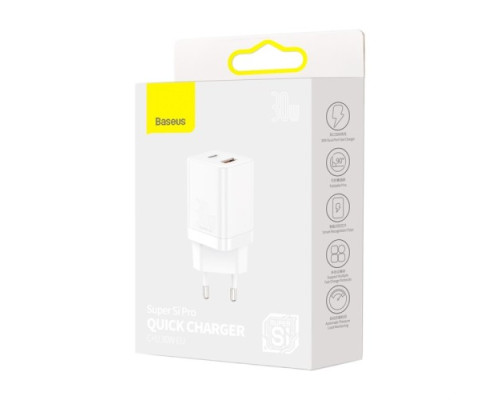 МЗП Baseus Super Si Pro Quick Charger C+U 30W EU White CCSUPP-E02 mag-695315620635956194