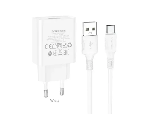 МЗП BOROFONE BA74A Aspirer 1USB/2.1А Cable Type-C білий mag-6974443388671144223
