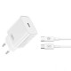 МЗП XO CE15 (EU) PD20W USB-C fast charging charger with Type-C cable Білий mag-6920680846252137494