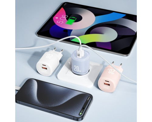 МЗП XO L144(EU) PD20W 1USB-A+1USB-C Fast Charger Синій mag-692068085945060195