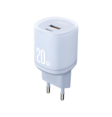 МЗП XO L144(EU) PD20W 1USB-A+1USB-C Fast Charger Синій mag-692068085945060195