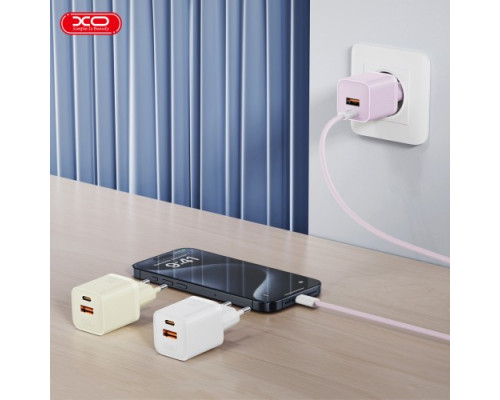 МЗП XO L147(EU) PD20W 1USB-A+1USB-Charger Беж mag-6920680859849140416