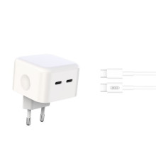 МЗП XO L102 (EU) 35W dual Type-c port fast charger with TYPE-C cable (NB124) Білий mag-692068083070119831